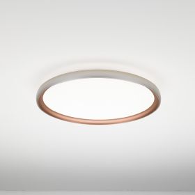 HENNESSY Flat ceiling light with up-light Deckenlampe mit Ring-Halterung in Silber/Kupfer.