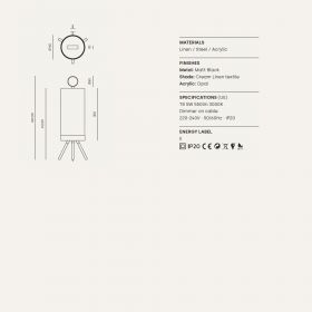 NOVELLA floor lamp linen beige Abmessung der Leinen Stehlampe.
