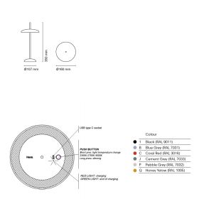 PORTE table lamp outdoor dimmable Auen-Tischleuchte Usb Charge.