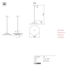 TILLAR Pendelleuchte aus Metall  50 cm Abmessungen der Pendelleuchte.