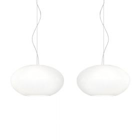 AIH Hochwertige Glas-Pendelleuchte 2-flammig Abmessung der Doppelpendelleuchte.