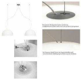 AIH Hochwertige Glas-Pendelleuchte 2-flammig Aufhngung Doppelpendel.