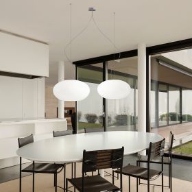 AIH Hochwertige Glas-Pendelleuchte 2-flammig Pendelleuchte fr Esstisch, kleines ovales Glas.