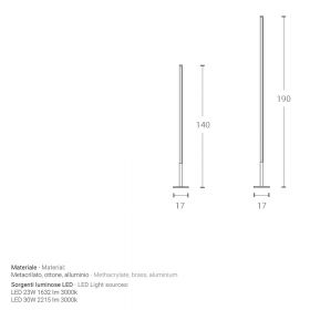 COSIMA Italienische Design Stehleuchte Hohe Bodenstehleuchte mit Dimmer.