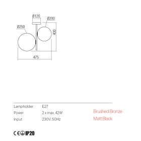 TELIS Moderne Deckenleuchte Abmessung der Opalglas-Deckenleuchte.