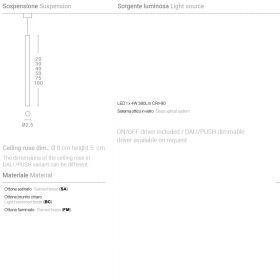 BULL Design LED Pendelleuchte Messing Abmessung der Stab-Hngeleuchte.