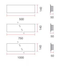 BRANCO Lange Wandleuchte mit LED - Sonderangebot Abmessungen der flachen Keramik Wandleuchten.