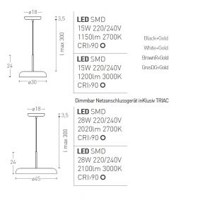 ZERIO design pendant light - special offer Abemssungen der Design Hngeleuchte.