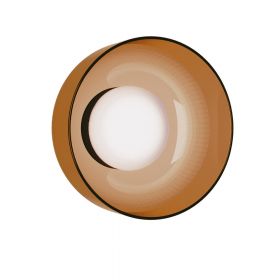 IPON round glass ceiling light Extra wamres Licht mit dem amberfarben Lampenglas.