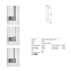 CITA Schmale Wandleuchte Bewegliche Stab-Wandleuchte.
