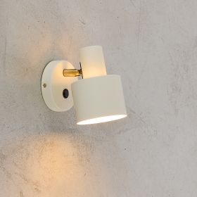 VOUL wall light with cable Stilvolle Wandeleuchte in der Farbe Creme u. Messing.
