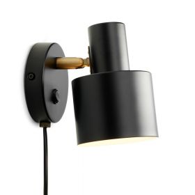 VOUL wall light with cable Matt schwarze Wandleuchte.