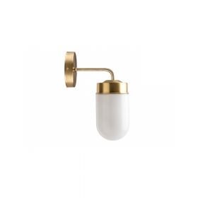 FRIEDRICH Wandlampe Messing und Glas Messing-Wandleuchte mit weiem Glas.
