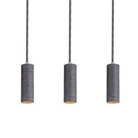 KNALLA SIMPLE Pendelleuchte 3-flammig 3-er Pendelleuchte Beton Anthrazit, Kabel Salt&Pepper Leinen.