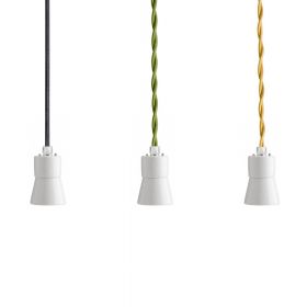 B6 - Stoffkabel mit Keramikfassung wei Stoffkabel mit Keramikfassung in Wei.