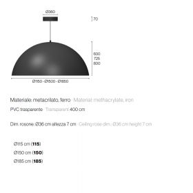 OCIO Extra groe Pendelleuchte Abmessung der extra groen Hngeleuchte.