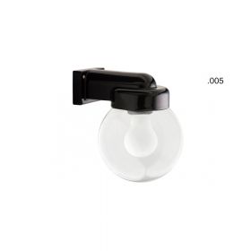 DALE Wandleuchte Porzellan in Schwarz IP54 Wandleuchte klassisch mit klarem Kugelglas 005.