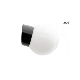 MURI Wandleuchte Porzellan in Schwarz IP54 Wandleuchte klassisch mit weiem Kugelglas 006.