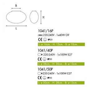 MERCURY Deckenleuchte mit ovalem Glas