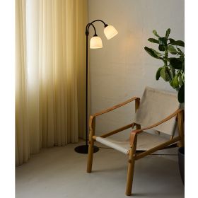 SHINE 2-flammige Bodenstehleuchte Opalglas Stehleuchte modern matt schwarz Wohnzimmer