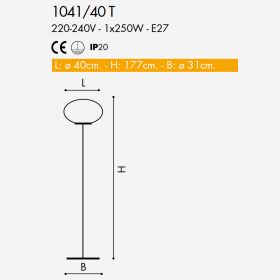 MERCURY Bodenstehleuchte mit ovalem Glas
