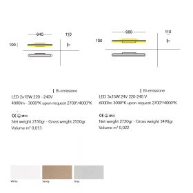 TRATTO BIMISSION Lngliche LED Wandleuchte Abmessung und Lumen der ital. Wandleuchte.