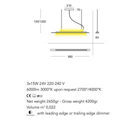 TRATTO lngliche LED Hngeleuchte