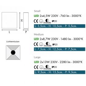 CUBIS Kubische LED Wandleuchte 2-flammig