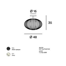 VITTI Deckenlampe aus Drahtgitter Abmessung der Deckenlampe VITTI.