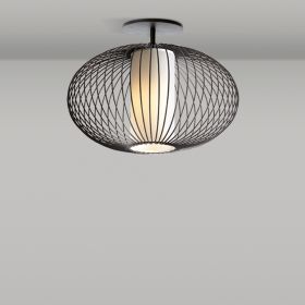 VITTI Deckenlampe aus Drahtgitter Ausfhrung der Deckenleuchte mit Textilschirm.