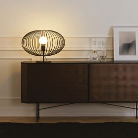 VITTI Tischlampe aus Drahtgitter Leichte Metall-Leuchte in matt Schwarz.