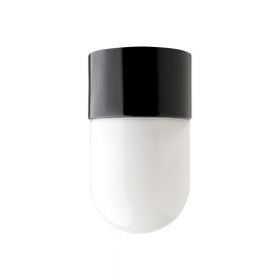 PILL Deckenleuchte aus Porzellan schwarz Bad- oder Aussenleuchte: Porzellan und Opalglas.