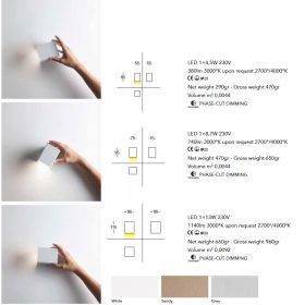 CUBIS Movable LED wall light, 1-light Kubische Wandleuchte - Lumen und Gre.