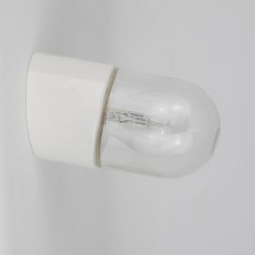 PURE porcelain bathroom light IP54 Klassische Kombination aus weiem Porzellan und Sturz aus transparentem Glas.