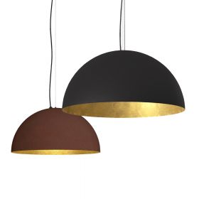 HEMISPHERE hemisphere pendant light with gold leaf inside the shade