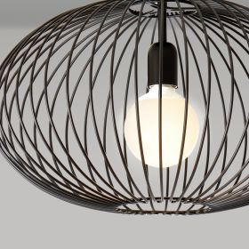 VITTI pendant lights made of wire mesh Shape variants Detail der Drahtgitter Leuchte in schwarz matt.