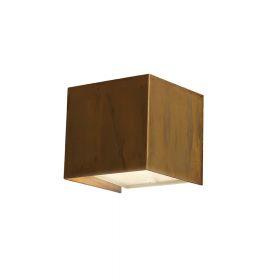 PAOLA Eckige Wandleuchte aus Messing oxidiert LULU Wandleuchte Quadratisch ohne Grundplatte.