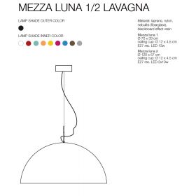 MEZZA LUNA LAVAGNA sehr groe Hngeleuchte mit Tafel-Lack