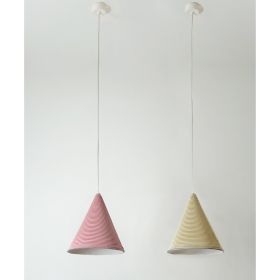 JAZZ STRIPE Design Pendelleuchte aus Italien Textilschirme Rot, Gelb.