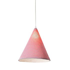 JAZZ STRIPE Design Pendelleuchte aus Italien Rote Variante des Lampenschirms von JAZZ STRIPE.