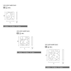 STREET Sehr flache, quadratische Deckenlampe Abmessung der flachen Deckenleuchte.