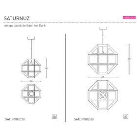 SATUR Geometric pendant light made of multiplex Abmessung der Designleuchte SATURNUZ von Dark.