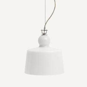 ACQUATINTA Murano-Glas Pendelleuchte Glänzend weißes Leuchtenglas der Lichtquelle.