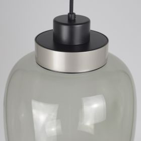 LEGR Rauchglas-Pendelleuchte mit LED Lampenhalterung mit Ring in Perlgrau.