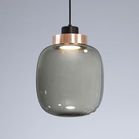 LEGR Rauchglas-Pendelleuchte mit LED 25 cm Form der Italienischen Pendellecuchte.