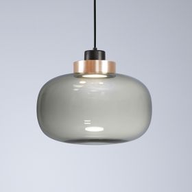 LEGR Rauchglas-Pendelleuchte mit LED Ausfhrung mit eher flachem Rauchglas  35cm.