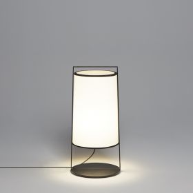 MOLACO Simple table lamp with fabric shade in white or beige with black mesh Schlichte Tischleuchte in Anlehnung an japanische Laternen.