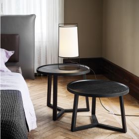 MOLACO Simple table lamp with fabric shade in white or beige with black mesh Wohnliches Raumlicht und elegant-minimalistisches Design.