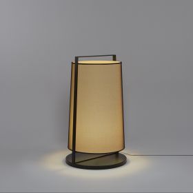 MOLACO Schlichte Stehleuchte mit Stoffschirm Feine Netzstruktur in Schwarz auf Beige.