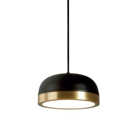 POLLY Italienische LED Pendelleuchte Pendelleuchte mit schickem Retro-Akzent. Abbildung: schwarz rau mit Messing Ring.